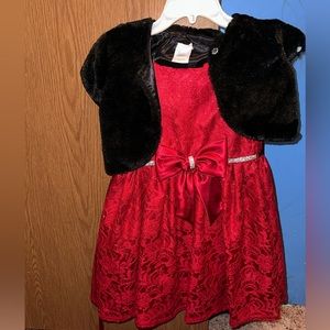 kids cute Red dress with little black jacket